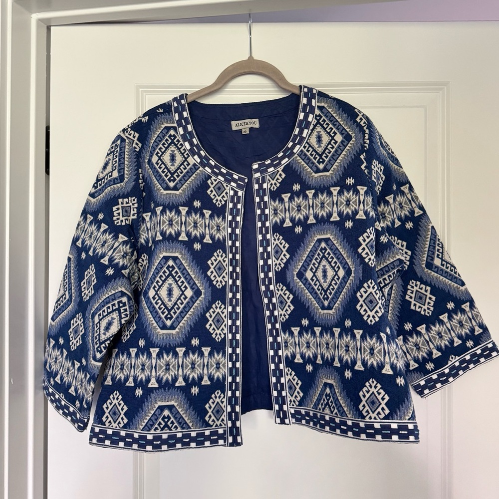 ASOS Geometric Blue and White Jacket - US Size 16